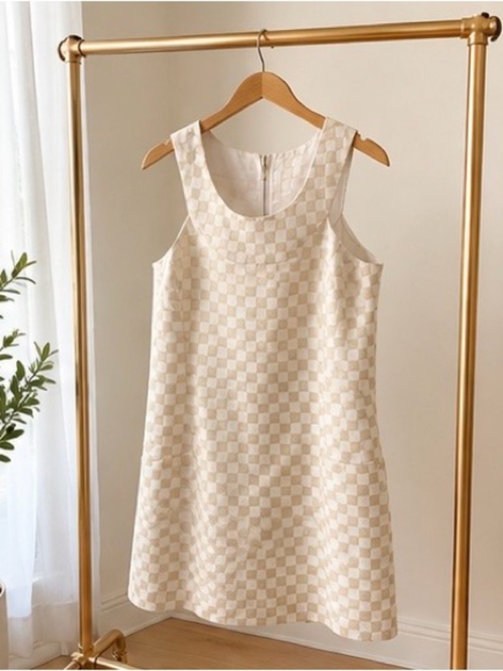 Lilly Pulitzer Gold Checkered Sleeveless Mini Dress